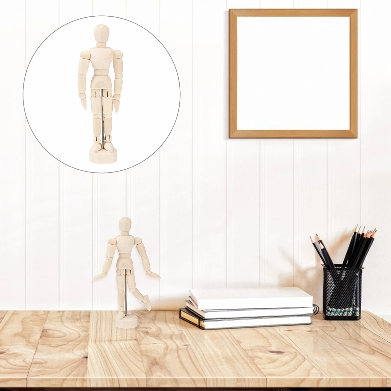 

3pcs Artist Drawing Manikin Wooden Human Mannequin Jointed Human Figure Model for Painting Sketching Drawing Desk Decoration (