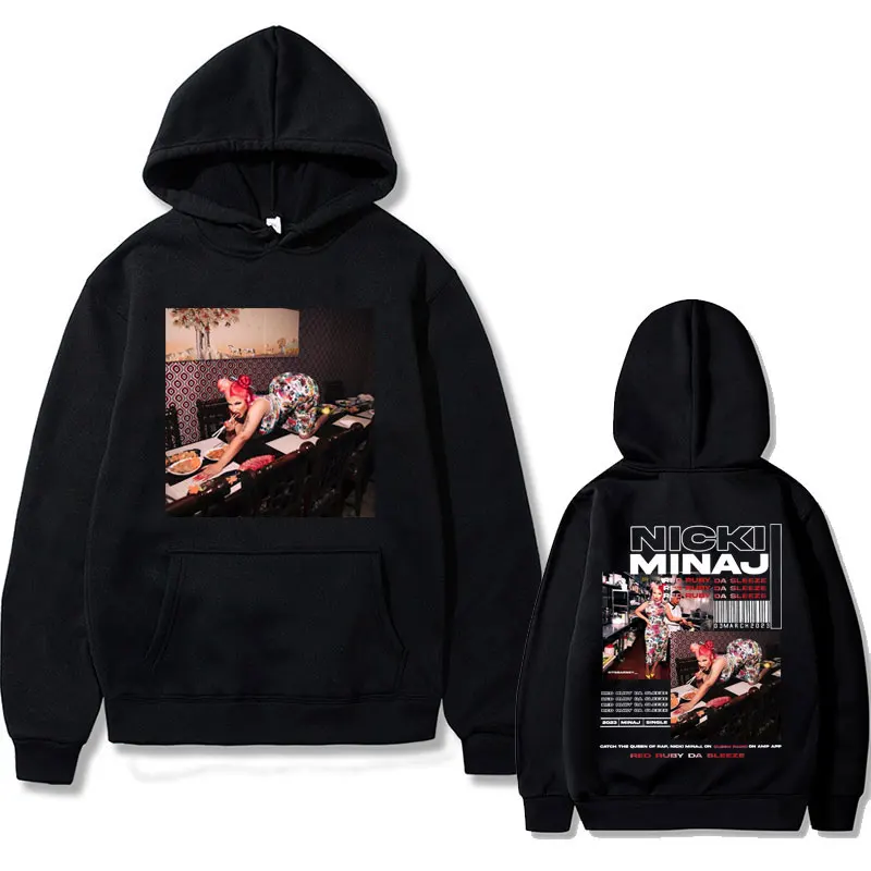 

Rapper Nicki Minaj Red Ruby Da Sleeze Music Album Graphic Hoodie Men Women Hip Hop Vintage Clothes Unisex Oversized Sweatshirt