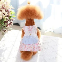 sweet girls dog floral dress thin dog clothes pink bow princess dresses for small dogs shih tzu puppy weeding dress dog skirt xl