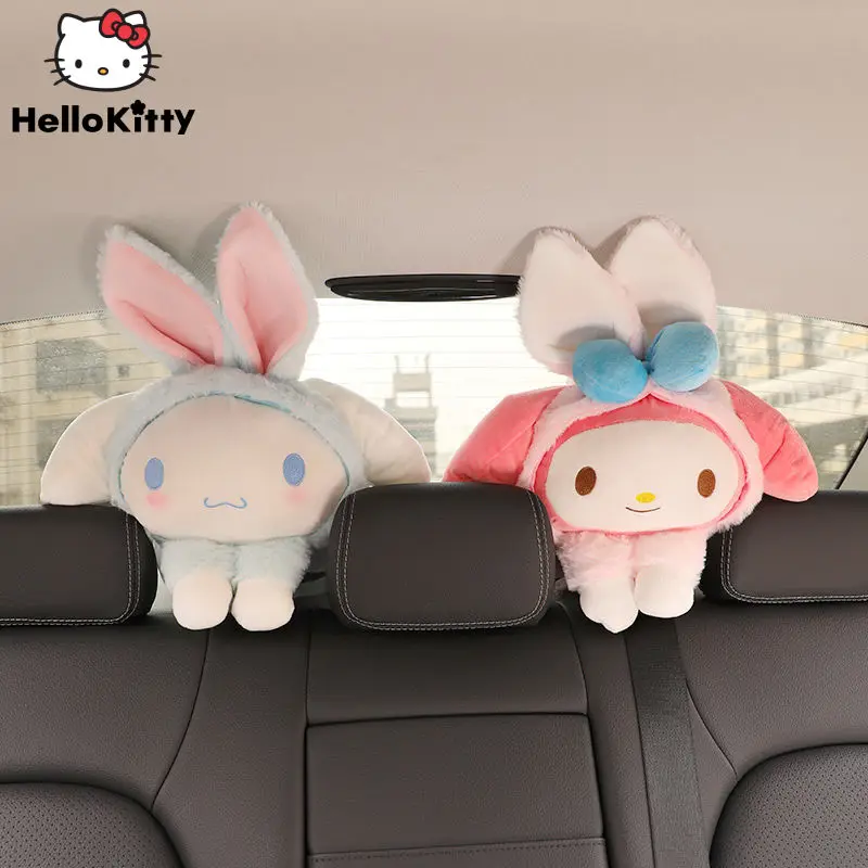 Купить Sanrio плюшевая коробка для ткани Hello Kitty Cinnamoroll My Melody Purin Мягкие плюшевые игрушки держатель для автомобильного заднего сиденья салфетка чехол а...