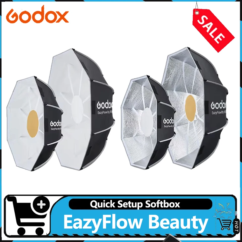 Фото Godox EazyFlow Beauty Dish 65см/85см: Быстросборный портативный складной студийный софтбокс для фотостудии №1