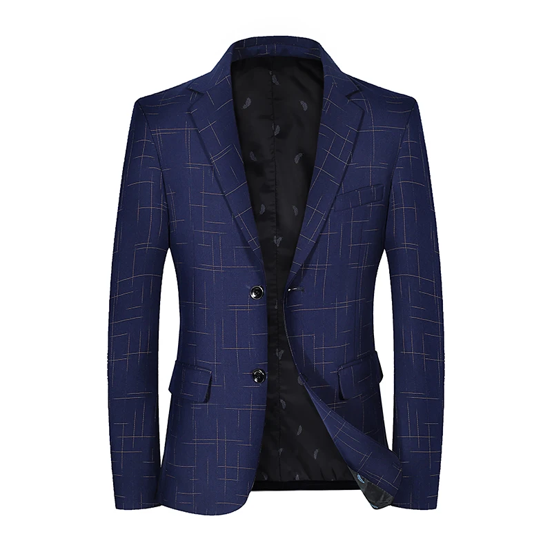 

High Quality Blazer Men's Plaid Italian Style Elegant and Fashionable High-end Simple Business Casual Gentleman's Dress Coat