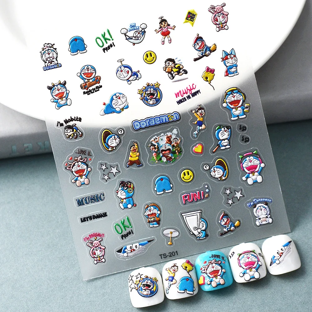 

Doraemon Anime Nail Stickers Manicure Self Adhesive Nail Art Nails Accessories Sliders for Nail Funny Decals Cute Pretty Sticker