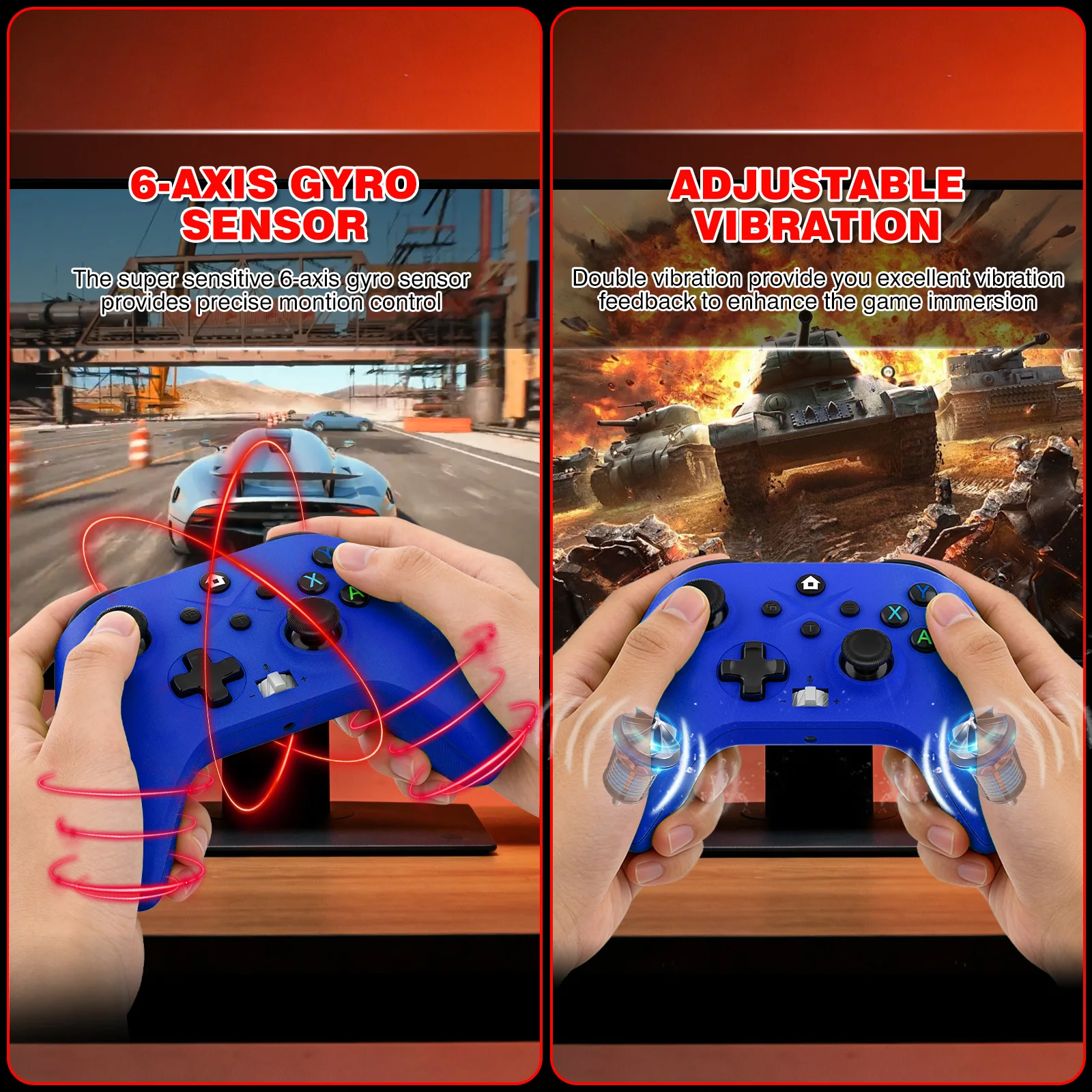 Фото Игровой контроллер для Xbox One Series X/S/PC, беспроводной геймпад Xbox One с 6-осевым гироскопом, двойной вибрацией и функцией Turbo, джойстик для консолей. №3