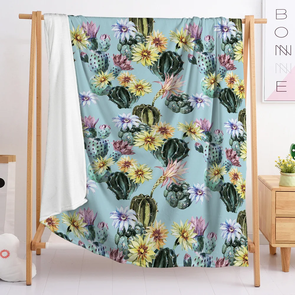 

Фланелевое покрывало с растениями, одеяло большого размера в виде Розы, кактуса, цветов, для кровати, дивана, дивана, супермягкое искусственное одеяло