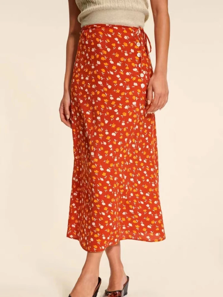 

Новинка весна-лето 2023, женский красный топ с цветочным рисунком/одинаковая красная юбка/зеленый кардиган