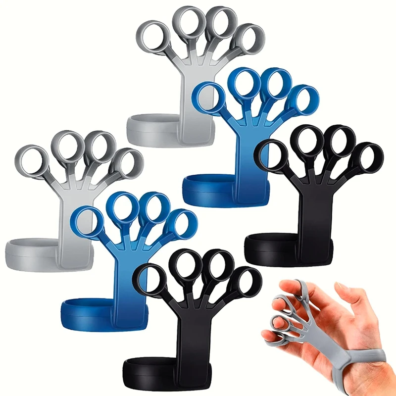 

6pcs Silicone Finger Stretcher Gripper Finger Strengthener Wrist Trainer Rehabilitation Training Hand Grip Strength Exerciser