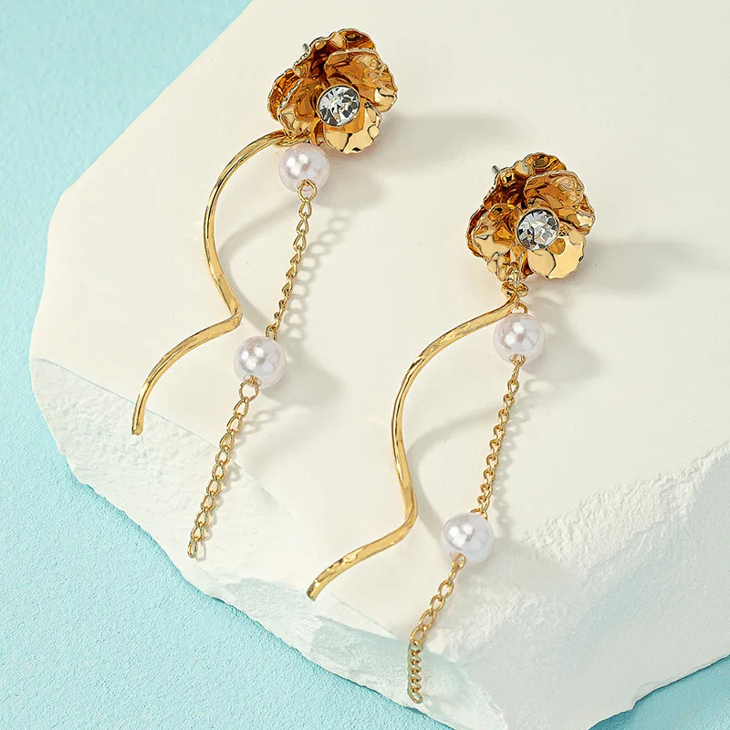 Женские серьги-кисточки с жемчугом, длинные серьги-подвески в французском ретро-стиле с камелией, 2023
