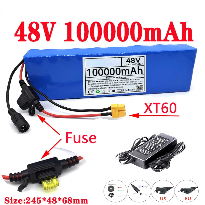 

Литий-ионный аккумулятор для электровелосипеда, 48 В, 18650 Ач, 350, 13s2p, мотоцикла, 1000 Вт, Вт, встроенный литиевый аккумулятор 20 А BMS