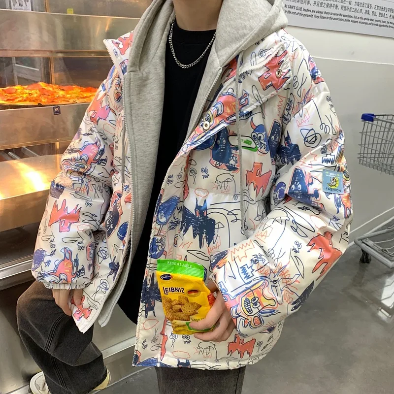 

Новинка Осень-зима 2022, модная брендовая хлопковая одежда, мужская одежда с принтом, куртка большого размера из искусственного хлопка в гонк...