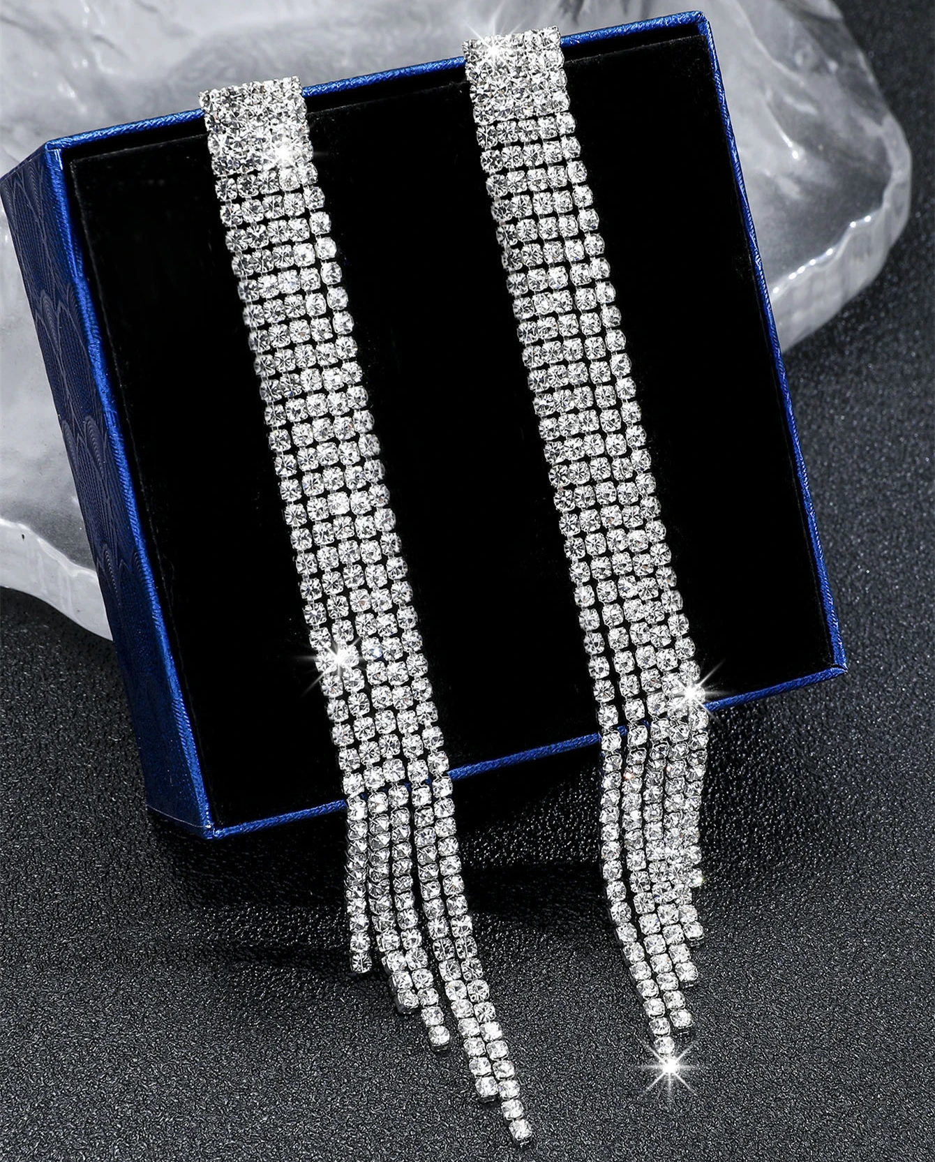 

Элегантные женские длинные серьги с кисточками серебряного цвета блестящие стразы Висячие серьги для женщин ювелирные изделия для свадебной вечеринки Подарки