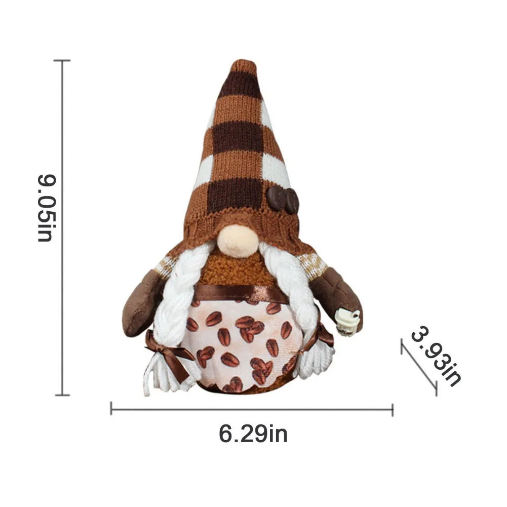 Кофейная кукла гном фигурка украшение плюшевая безлицевая рождественские