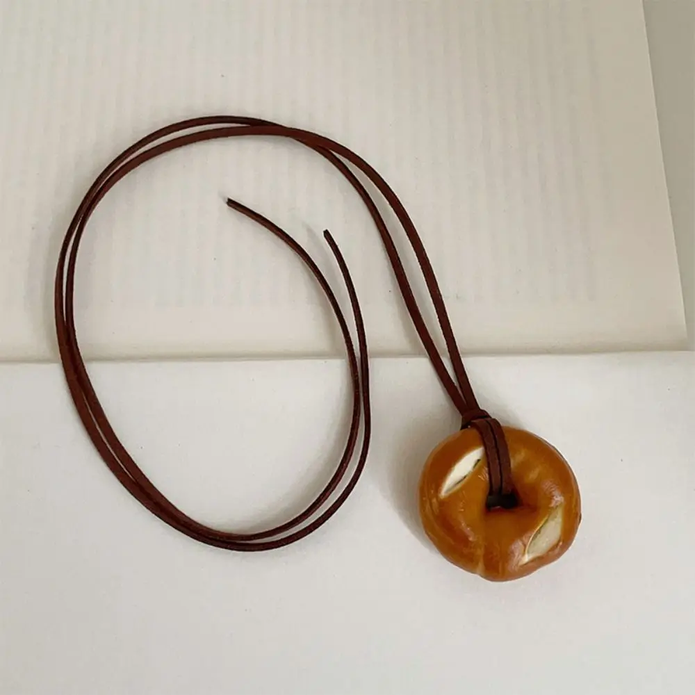 Бублик подвеска в виде щелочного хлеба милая веревка ожерелье с роками цепочка