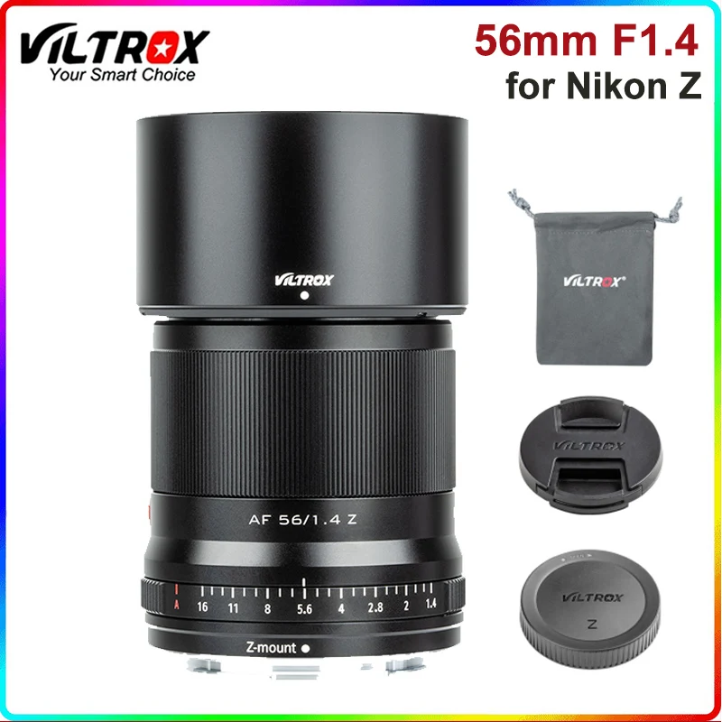 

Viltrox 56 мм F1.4 Автофокус основной объектив Большая диафрагма APS-C портретный объектив для Nikon Z-Mount Camera Z fc Z50 Z5 Z6 Z6 II Z7 Z7 I