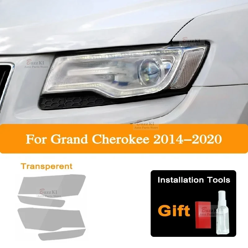 

Для Jeep Grand Cherokee WK2 2014-2020 оттенок фар автомобиля черная защитная пленка защитная прозрачная ремонтная наклейка из ТПУ 2 шт.