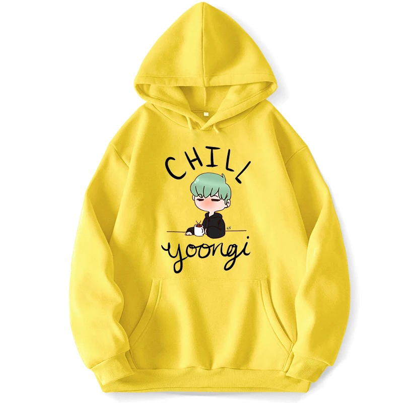 

Худи Chill Min Yoongi, джемперы, толстовки, Мужская одежда, свитшоты, осенне-весенние пуловеры с карманами, корейский стиль, толстовка