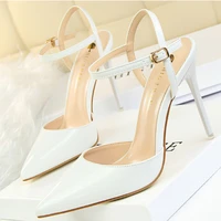 bigtree shoes fashion sandals women 2022 patent leather high heels women sandals summer heeled sandals pointed toe women pumps