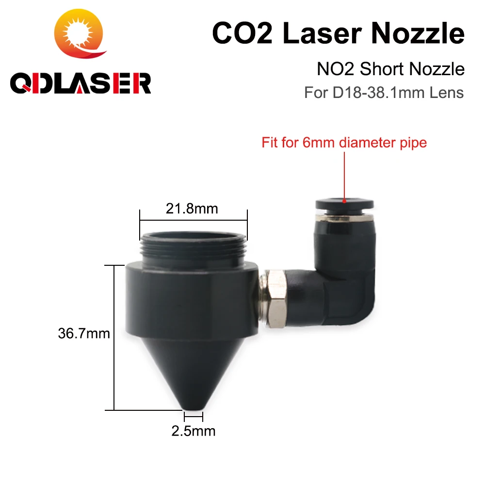 QDLASER CO2 Лазерная воздушная Форсунка для диаметром 18/20 мм линзы короткая A с