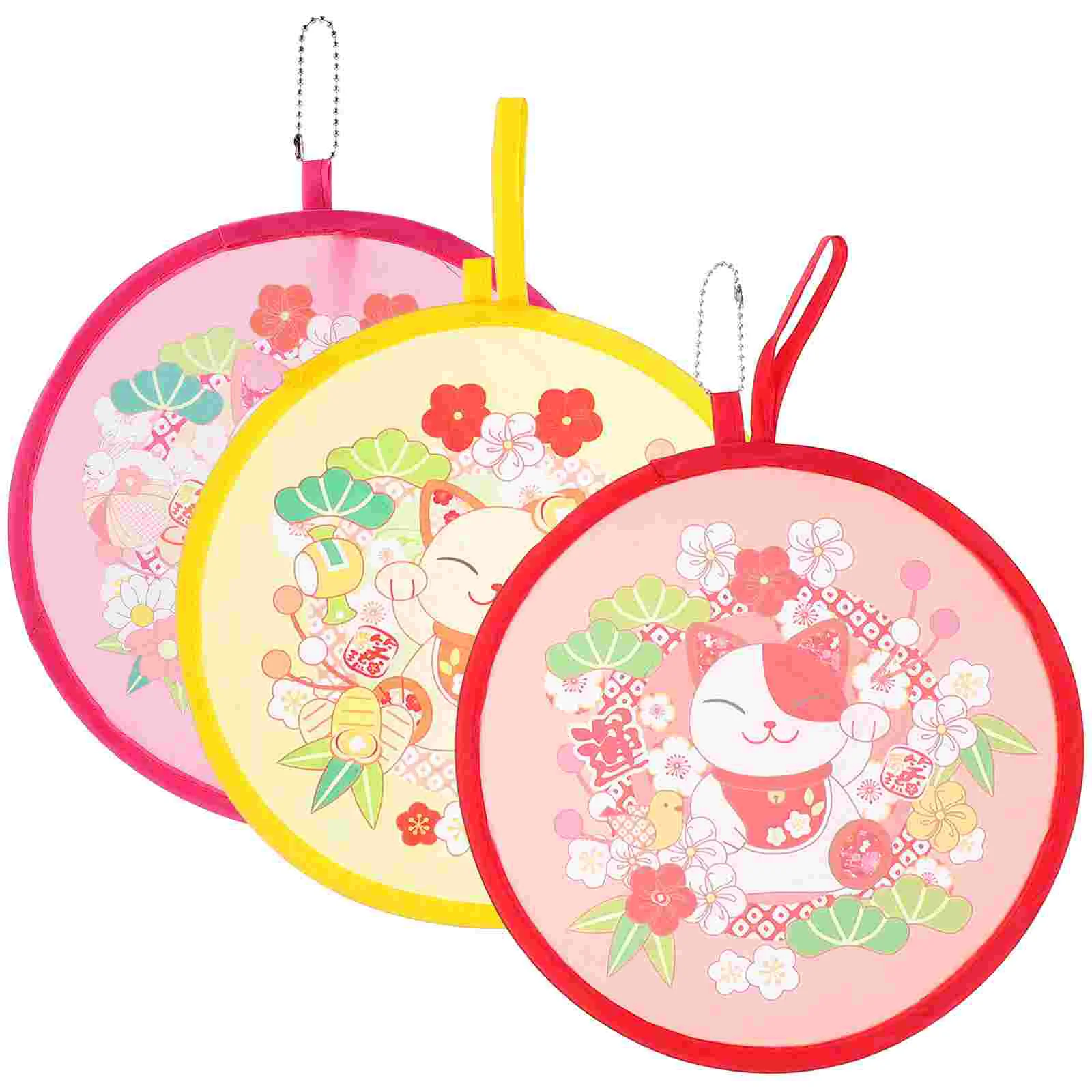 

3 Pcs The Gift Circular Fan Classic Foldable Traditional Style Round Dance Hand Polyester Dancing Child Cartoon Folding Circle