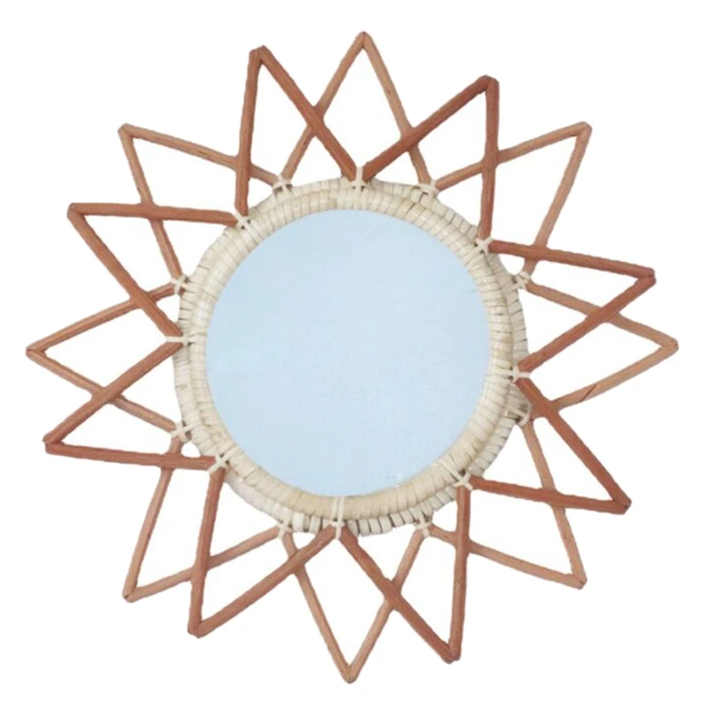 

Rattan Art Decoration Stars Makeup Mirror Dressing Wall Hanging Mirrors Bedroom Home Decor