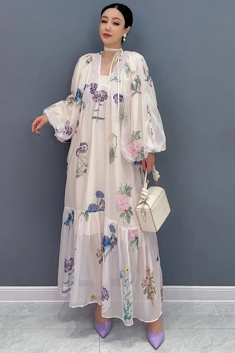 Осенние новые свободные элегантные длинные платья с принтом женские модные