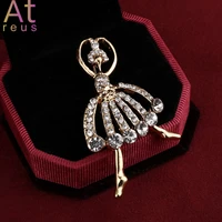 rhinestone brooches for women cute dancing girls style brooch pins gold plated collar scarf suit coat decor pins christmas gifts