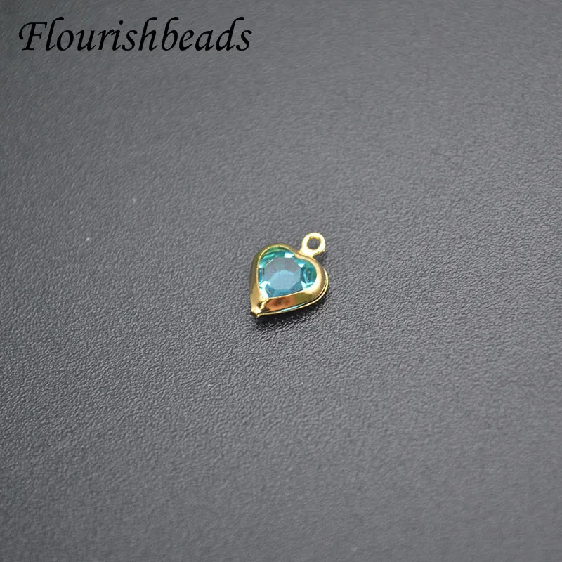 30pc Wholesale Bright Color Glass Crystal Gold Plated Heart Shape Bracelet Earring Cute Charms