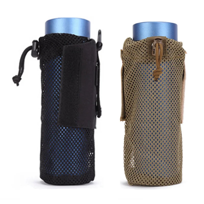 Outdoor Cycling Water Bottle Pouch Tactical Molle Holder Storage Bag Foldable Mesh Water Bottle Sleeve Bag for Backpack