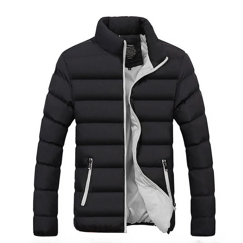 

2023 Thick Men New Warm Jackets Winter Casual Men's Outwear Coats Solid Stand Collar Male Windbreak Cotton Padded Down Jacket| |