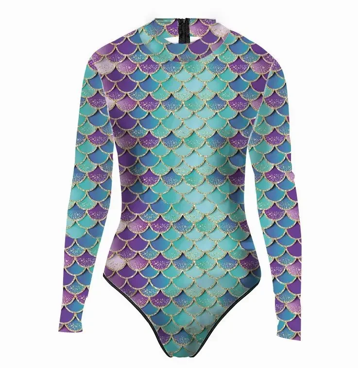 Женский цельный купальник-русалка с рыбьей чешуей и 3D принтом бикини для