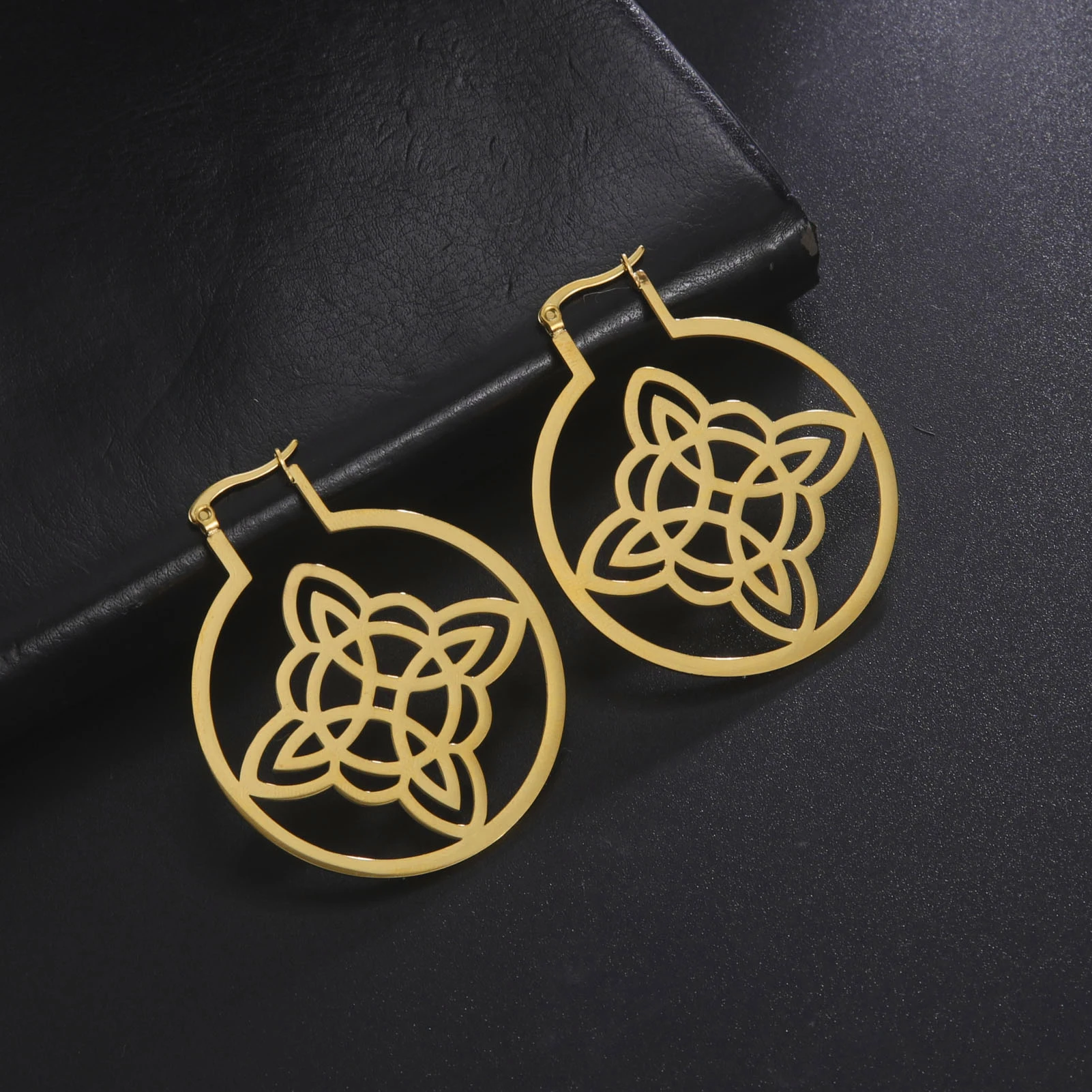 Sipuris Wicca Witchcraft Knot Earrings Stainless Steel Gold Color Vintage Amulet Supernatural Pendants Jewelry Gift For Women |