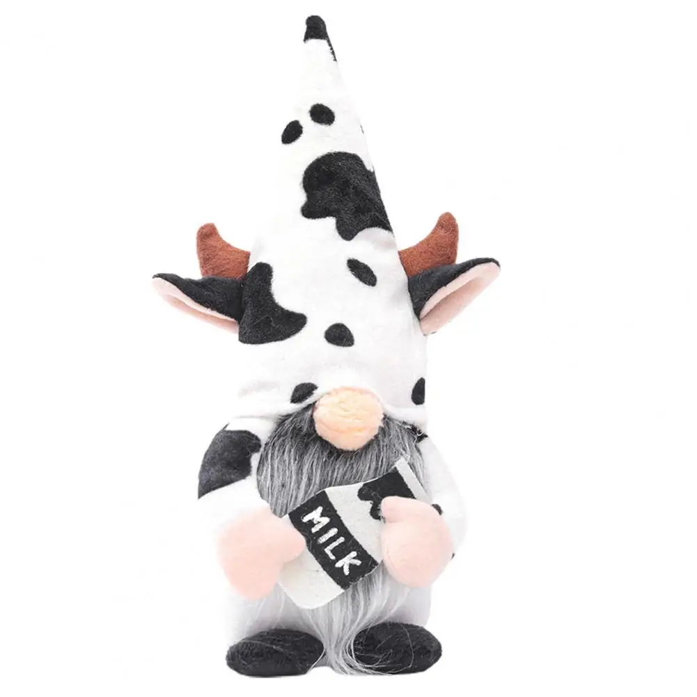 

Cartoon Cow Pattern Dwarf Decoration Faceless Vivid Fabric Gnome Doll Harvest Festival Decor