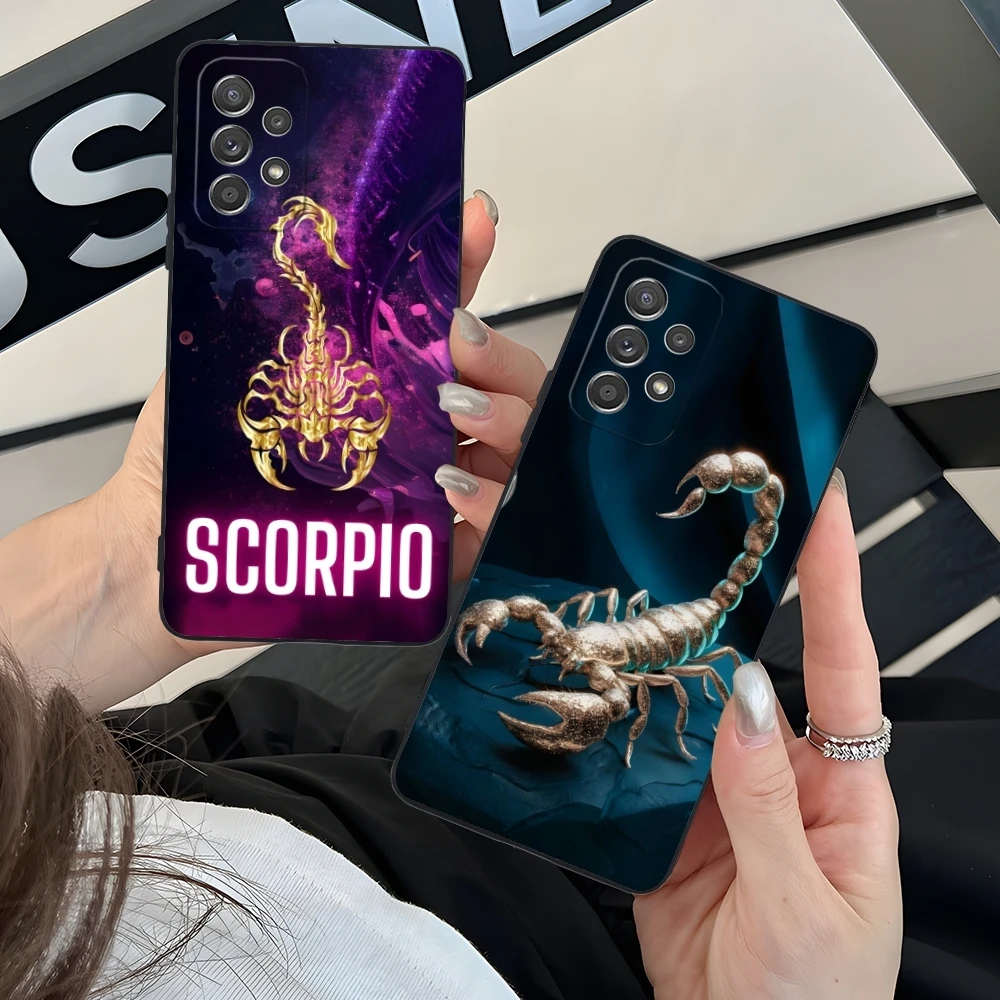 Colored Golden Scorpio Mobile Cell Phone Case for Samsung Galaxy A73 72 71 70 55 54 53 52 35 34 32 23 14 13 5G Black Cover Shell