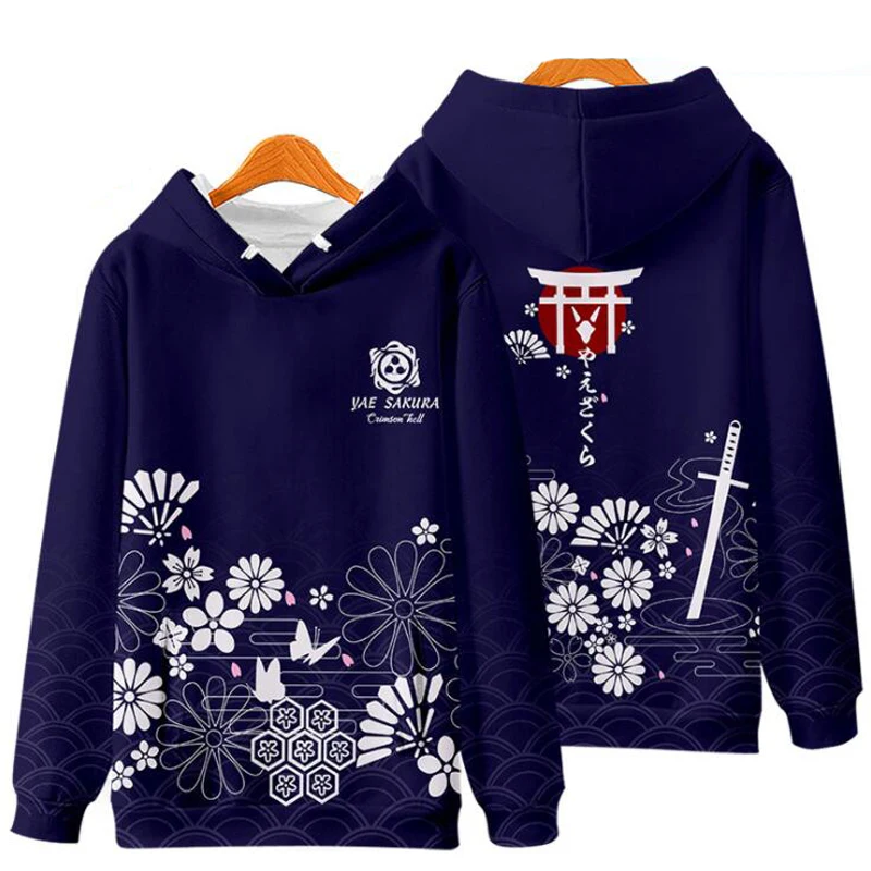 

2022 New Honkai Impact Hoodie Anime Cosplay Costume Sweatshirts Kiana Yae Sakura 3D Hoodies Plus Size Uniform Men Women College