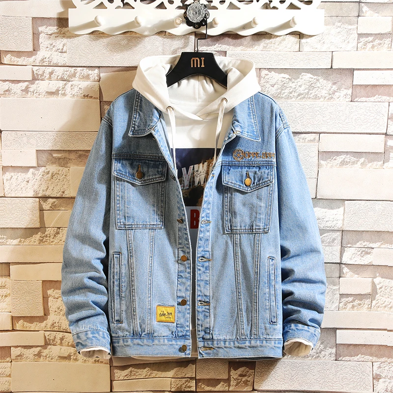

2022 New Autumn Men's Blue Denim Jacket Fashion Casual Cotton Elasticity Jeans Coat Male Brand Clothes/ men jacket