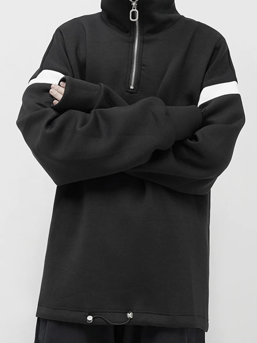 

Men's Loose Long Sleeved Spring And Autumn Fashion Trend Personalized Design Zipper Stand Collar Couple's Same Sweater
