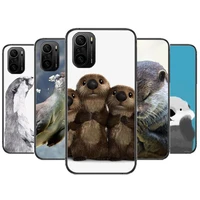 animal otter phone case for xiaomi redmi poco f1 f2 f3 x3 pro m3 9c 10t lite nfc black cover silicone back prett mi 10 ultra cov