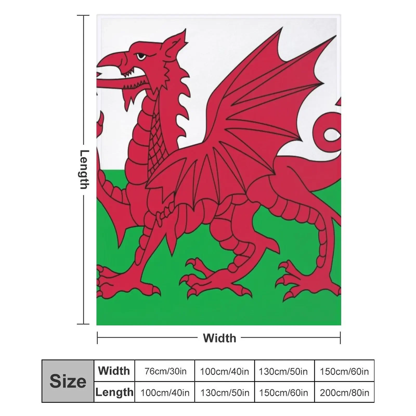 Вельшский флаг - Одеяло с красным драконом Уэльса для малышей Покрывала Одеяла
