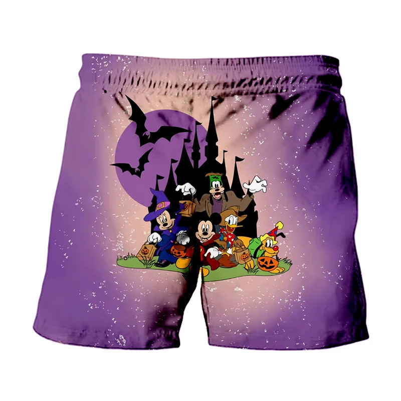 Брендовые летние мужские купальники Disney с принтом Микки и Минни, пляжные шорты, коллекция на Хэллоуин, Модные Повседневные детские шорты