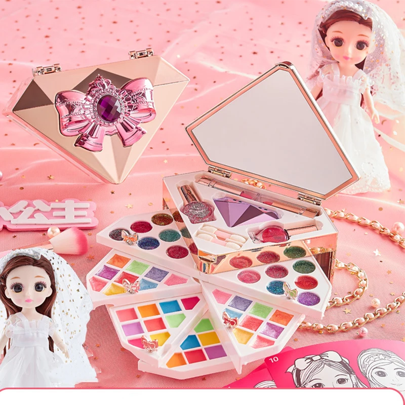 

Children'S Cosmetics Set Toy Princess Lipstick Makeup Doll Doll Dresser Family Girl Music Makeup Box Christmas Children'S Holida