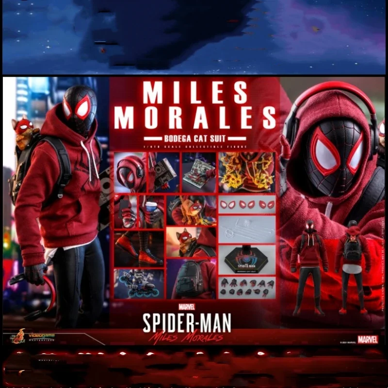 Оригинальные Hottoys Spiderman Ht 1/6 Vgm50 Vgm49 Miles Morales Cat Suit Edition Фигурка Модель Крутой
