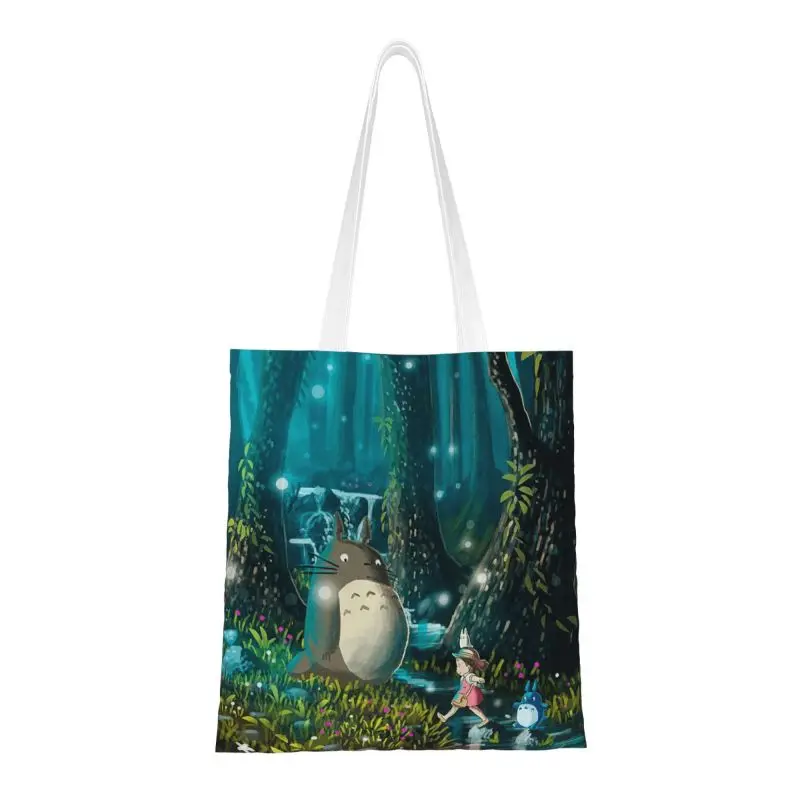 

Custom Studio Ghibli Anime My Neighbor Totoro Shopping Canvas Bags Women Durable Groceries Tote Shopper Bags
