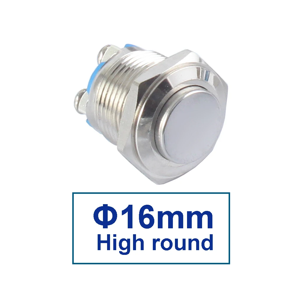 

1 шт. 12 16 19 22 мм винтовой порт 1NO дверной звонок мощный металлический кнопочный переключатель мгновенного действия с круглой плоской головкой умный дом