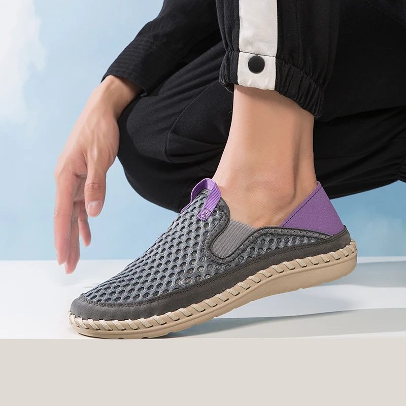 Кроссовки мужские сетчатые без шнуровки удобные дышащие сникерсы в стиле