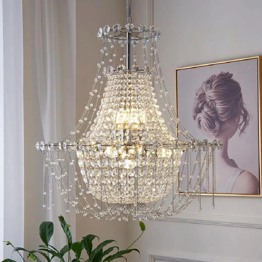 

Luxury K9 crystal chandelier living room villa lobby restaurant art designer simple island Luster lighting