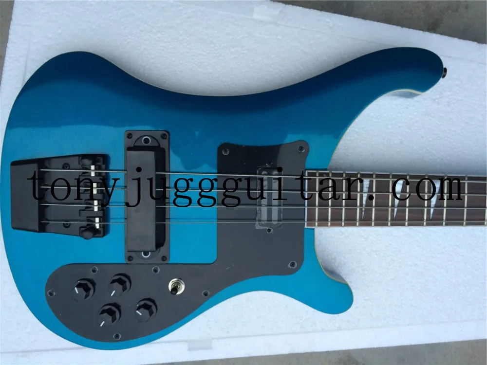 

Custom 4 Strings Metallic Blue 4003 Electric Bass Guitar Black Hardware Triangle MOP Fingerboard Inlay Awesome China Guitars