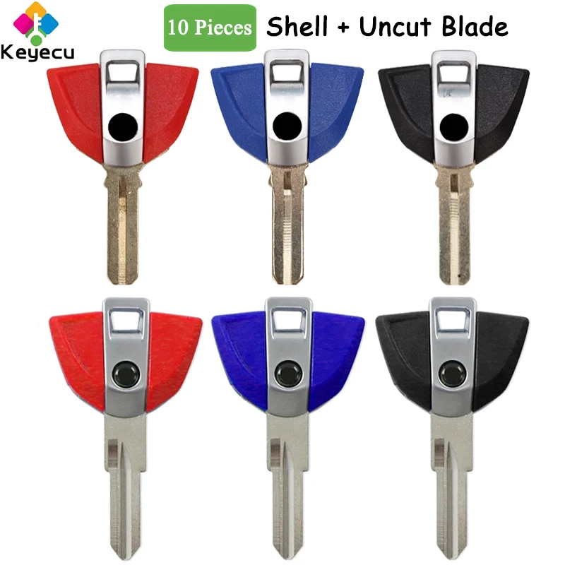 

KEYECU 10 Pieces Motorcycle Uncut Blank Key Shell for BMW S1000RR F650 F800 R1200 R1150 R ST GS RT K1200R K1300GT C600 Sport