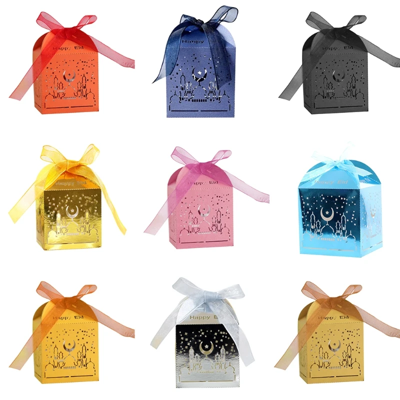

Middle East Ramadan Hollow Out Candy Box Eid Moon Star Packing Box Night Light Carton for Wedding, Birthday, Bride Baby 87HA