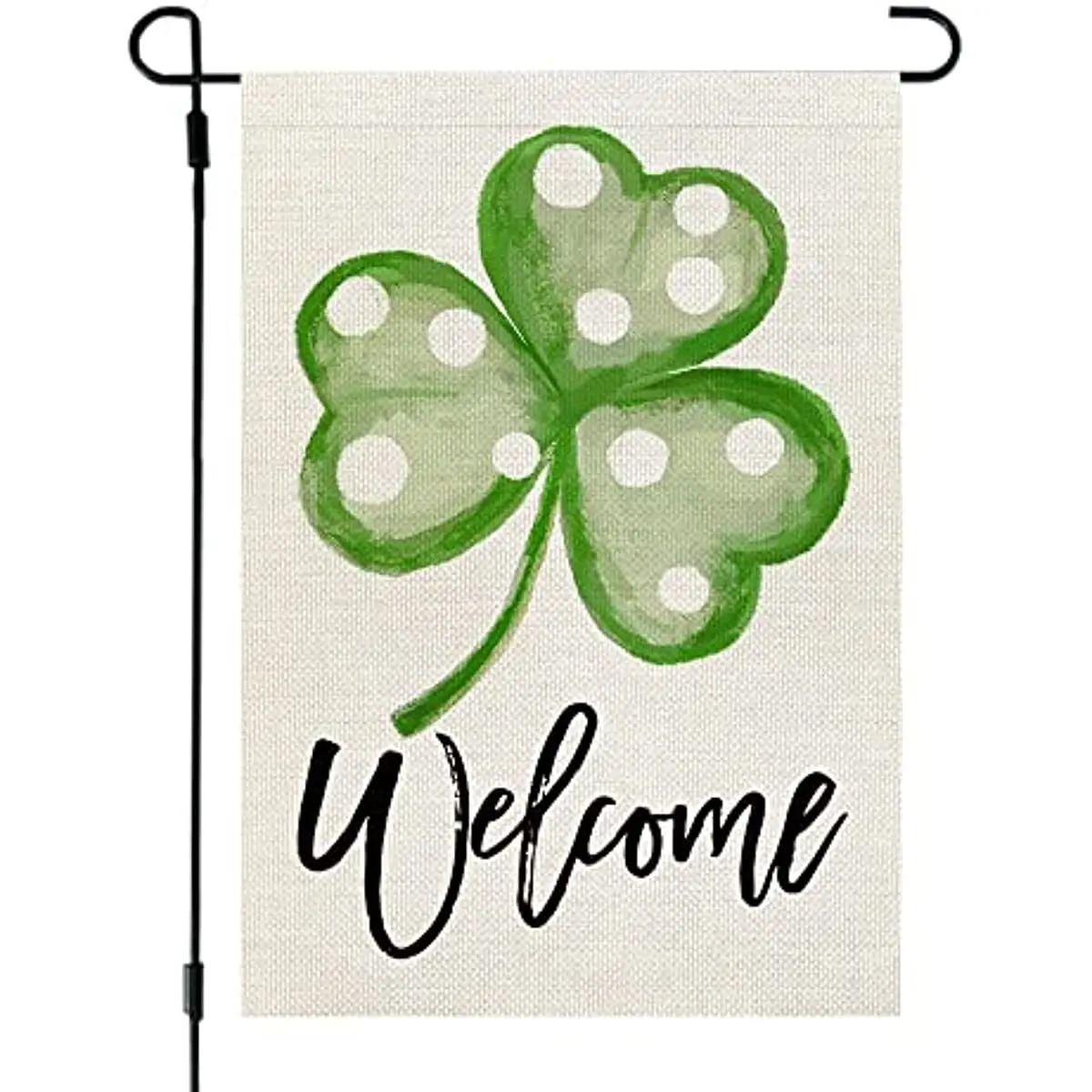

St Patricks Day Garden Flag 12x18 Inch Double Sided for Outside Green Polka Dots Shamrock Clover Welcome Yard Holiday Decoration