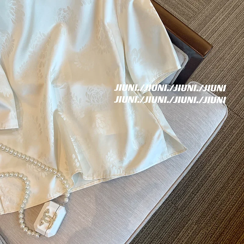 Высококачественная повседневная футболка свободного кроя женская жаккардовая с